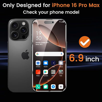 Lesakit 4+4 Pack Privacy Screen Protector for iPhone 16 Pro Max 6.9-Inch with 4 Pack Camera Lens Protector, Anti Spy Tempered Glass Film 9H Hardness Case Friendly