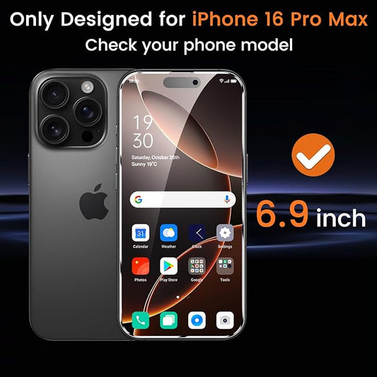 Lesakit 4+4 Pack Privacy Screen Protector for iPhone 16 Pro Max 6.9-Inch with 4 Pack Camera Lens Protector, Anti Spy Tempered Glass Film 9H Hardness Case Friendly