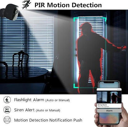 DCT Outdoor Cameras Wireless Magnetic: Battery Powered WiFi Camera for Home Security Outside Color Night Vision House Cameras Motion Detection SD/Cloud Storage Waterproof