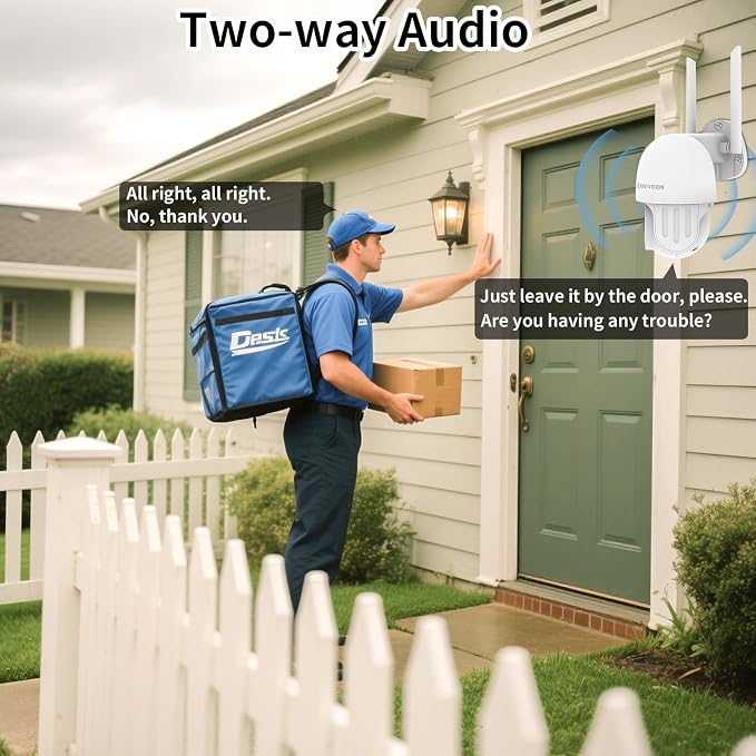 Security Camera Outdoor, E3Z 3MP PTZ 360° IP65 Weatherproof, AI Motion Tracking, Full-Color Night Vision, 2-Way Audio, TF/Cloud Storage
