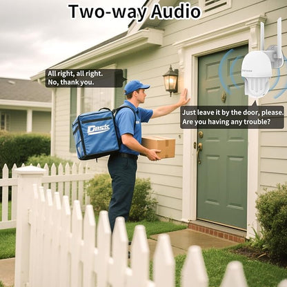 Security Camera Outdoor, E3Z 3MP PTZ 360° IP65 Weatherproof, AI Motion Tracking, Full-Color Night Vision, 2-Way Audio, TF/Cloud Storage