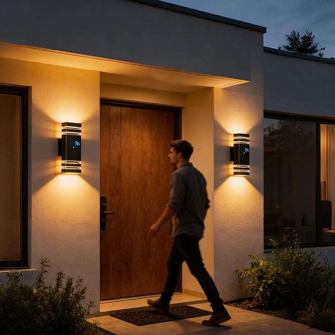 CANMEIJIA Dusk to Dawn Outdoor Sconce Lights 2 Packs,GU10 3000K Exterior Wall Light IP65 Waterproof Aluminum Outdoor House Lights Wall Mount for House Garage Patio Garden
