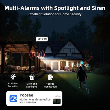 Techage 4G LTE Cellular Solar Security Camera Wireless Outdoor, 2.5K NO WiFi Security Camera with Color Night Vision, 360° PTZ Live View, PIR Motion Detection, Built-in SIM Card, 2 Way Talk