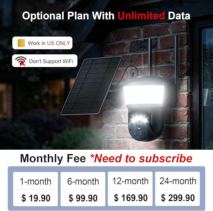 4G LTE Cellular Solar Security Camera Wireless Outdoor, No WiFi Security Camera with Powerful Spotlight, Free Cloud Storage(Need Apply), 2K Cameras for Home Security, PTZ 360° View for Farm Ranch RV