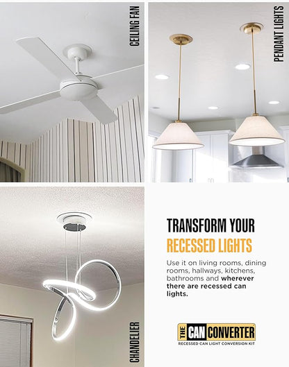 The Can Converter R56 Recessed Can Light Conversion Kit w/ 7"¾ Flat Ceiling Medallion - Home Improvement for 5" & 6" Cans, Converter Kit for Fan & Light Fixture, UL Certified, Oil Rubbed Bronze