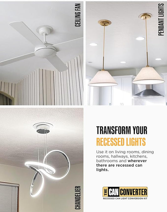 The Can Converter R56 Recessed Can Light Conversion Kit w/ 7"¾ Flat Ceiling Medallion - Home Improvement for 5" & 6" Cans, Converter Kit for Fan & Light Fixture, UL Certified, Oil Rubbed Bronze