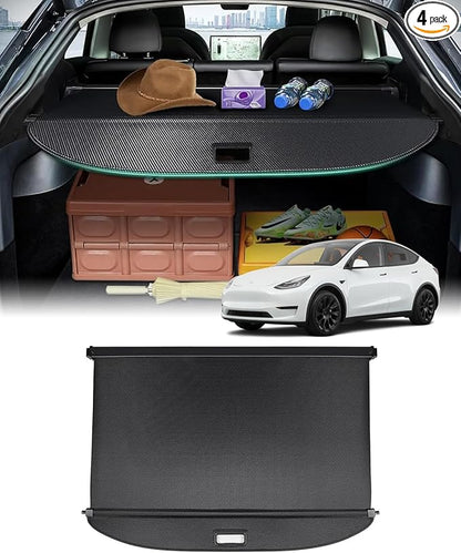 Powerty Retractable Trunk Cover for 2020 2021 Tesla Model Y 5-Seaters (Not for 7-Seaters), Retractable Trunk Cover Privacy Cover Truck Replacement for 2020 2021 Model Y Accessories (Canvas Texture)