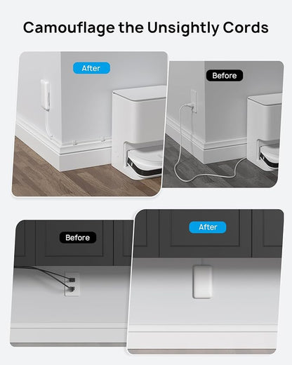TROND Flat Power Strip with Outlet Cover, 10FT Long Extension Cord | 8 AC Outlets with 2 USB A & 2 USB C Ports, 1700J Surge Protector, Flat Wall Plug Compact for Home Office Dorm Room Essentials
