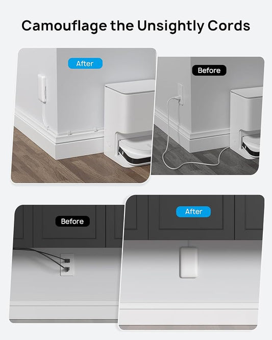 TROND 6FT Outlet Cover Extension Cord with 8 Outlet and 4 USB Ports | Flat Power Strip Cord Concealer, 2 USB A & 2 USB C, 1700 Surge Protector, Idea for Home Improvement to Hide TV Messy Cord