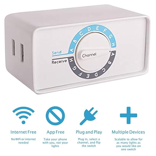 Switcheroo - Sync Lights with No App, WiFi, Bluetooth, or Remote Control | Change Which Outlets Turn On/Off with Your Existing Light Switch | Smart Outlet Solution for Multiple Plug Switches (2)