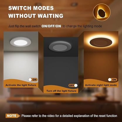 VOLISUN 6 Pack 4 Inch 5CCT Recessed Light with Night Light,Canless LED Recessed Lighting 4 inch,2700K-5000K Selectable,9.5W=80W,810LM Dimmable Recessed Ceiling Wafer Light,ETL Certificated