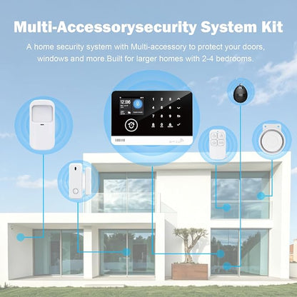 Home Security System, Alarm System for Home Security, 22-Piece Kit WiFi/GSM SMS Alarm System with Motion Detector, 120dB Alarm Siren, Door Window Burglar Alarm, Smart Remote Control, Alexa Compatible