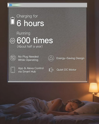 Tokblind Motorized Roller Shade with Remote Control, Blackout Electric Shade for Windows Compatible with Alexa Google via Hub, Rechargeable Smart Window Blind for Home Office (Fabric Wheat)