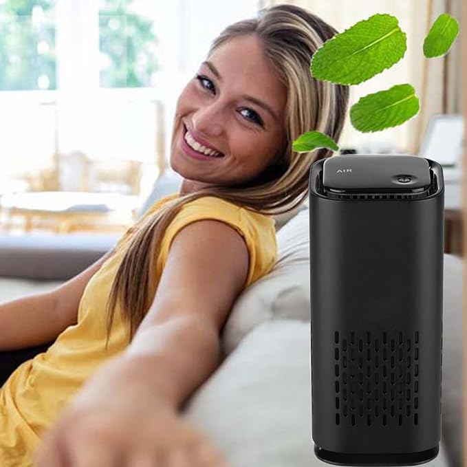 Puppy Mothers Pet Air Purifier, Air Purifier with HEPA 3-in-1 Filter, Quiet 360° Intake Air Cleaner for Smoke,Pet Hair,Odor, Portable Air Purifier for Office Bedroom Car (Black)