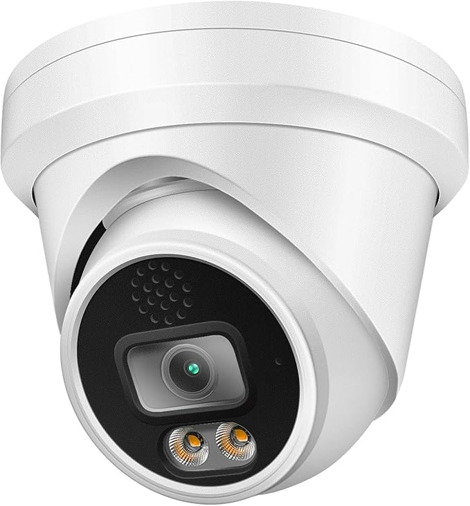 Marquis 8MP PoE IP Turret Camera Dual Light (Default IR) with Microphone, Audio, IP Security Camera Outdoor Night Vision 98ft Weatherproof IP67 Wide Angle 2.8mm