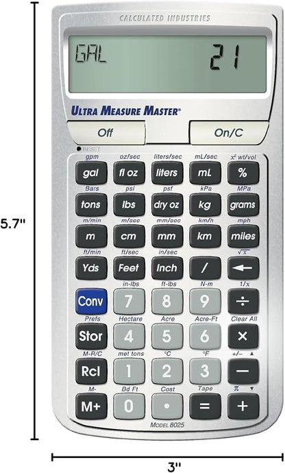 Calculated Industries 8025 Ultra Measure Master Professional Grade U.S. Standard to Metric Conversion Calculator Tool for Engineers, Architects, Builders, Scientists and Students | 60+ Units | Professional Grade, U.S. Standard to Metric Conversion, For...