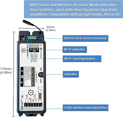 2.4GHz WiFi Access Control 400lb Holding Force Electic Magnetic Door Lock System Kit with Remote and Smartphone app Control, paired with Wireless Slim Push Switch (Electric Strike Lock kit)