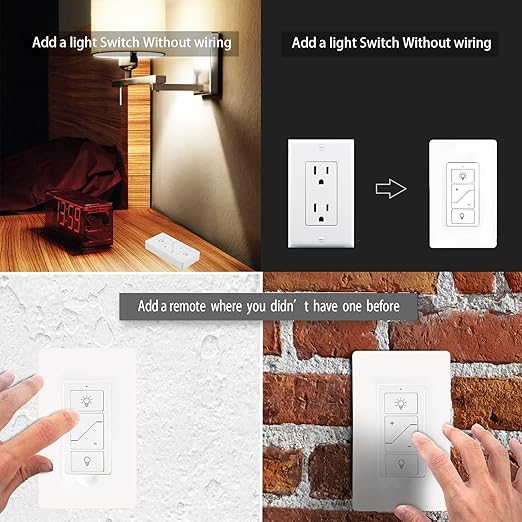 Humpptom Wireless Dimmer Light Switch and Receiver Compatible With Alexa - Smart Wall Switch for Ceiling Lights, Fans, Lamps