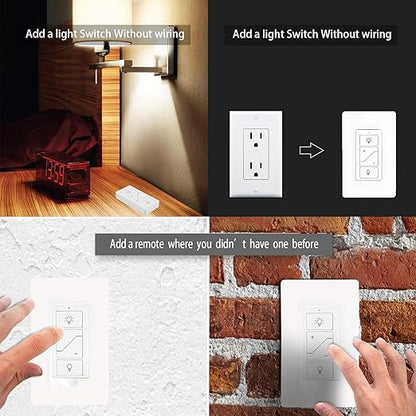 Humpptom Wireless Dimmer Light Switch and Receiver Compatible With Alexa - Smart Wall Switch for Ceiling Lights, Fans, Lamps