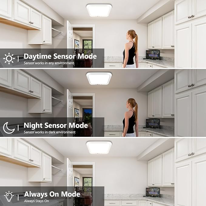 Rechargeable Motion Sensor Ceiling Light, Battery Closet Light 12 RGB Color