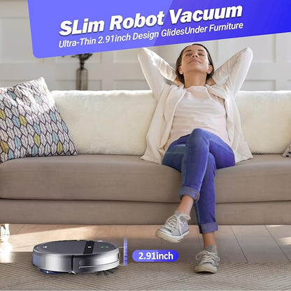 Robot Vacuum Mop Combo, WiFi/App/Alexa, 2-in-1 Robot Vacuum and Mop Combo, Robotic Vacuum Cleaner, Self-Charging, Quiet, Tangle-Free Suction Robot Vacuum Cleaner for Pet Hair/Carpet/Hard Floor