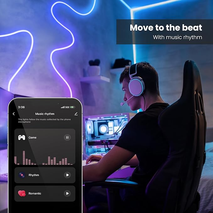Feit Electric Smart Neon Strip Lights 10FT, Flexible RGBW Color Chasing LED Light Strip, 2.4GHz WiFi Enabled, Works with Alexa and Google Home Assistant, 22W, Music Sync, App Control NF10/CHASE/AG