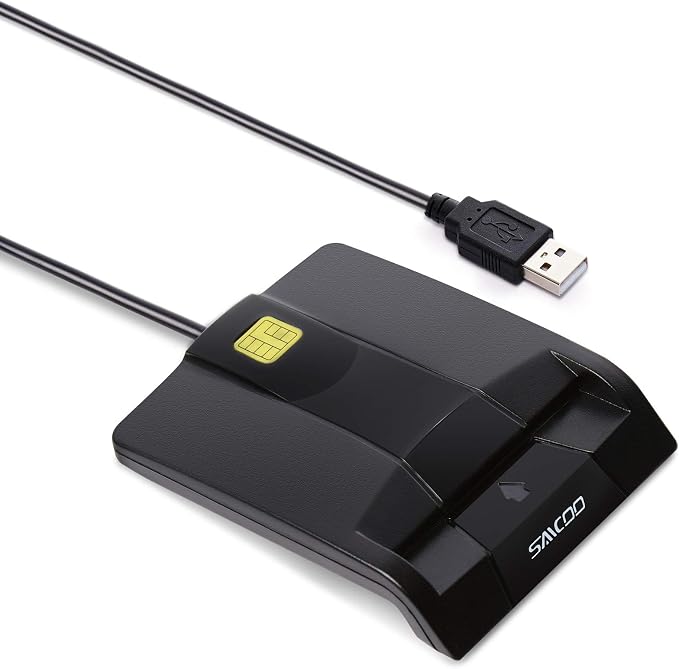 SAICOO smart Card Reader DOD Military USB Common Access CAC Card Reader, Compatible with Mac OS, Win (Horizontal Version)