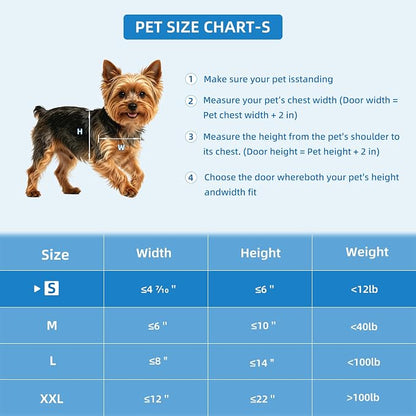 Automatic Dog Door with Doorbell Activation, 2-Flap Electronic Smart Pet Door with Anti-Pinch, No Collar Needed, Aluminum Lockable Weatherproof Telescoping Tunnel for Pets (Small, Door Mount)