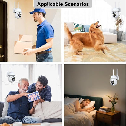 JAIOTlink 1080P Security Camera Wired, Baby Monitor with 360° Pan/Tilt, 2-Way Audio, Color Night Vision, AI Detection, SD/Cloud Storage, 2.4G/5GHz WiFi Home Surveillance Cam, Compatible with Alexa