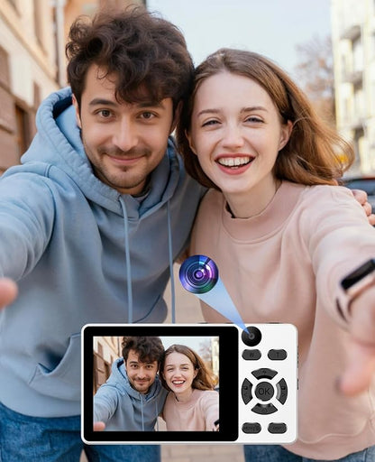 4K Digital Camera for Photography- 64MP Autofocus Vlogging Camera with Dual Lens, 18X Digital Zoom- Small Point and Shoot Camera with Card and 2000mAh for YouTube, Travel, Beginners (White)