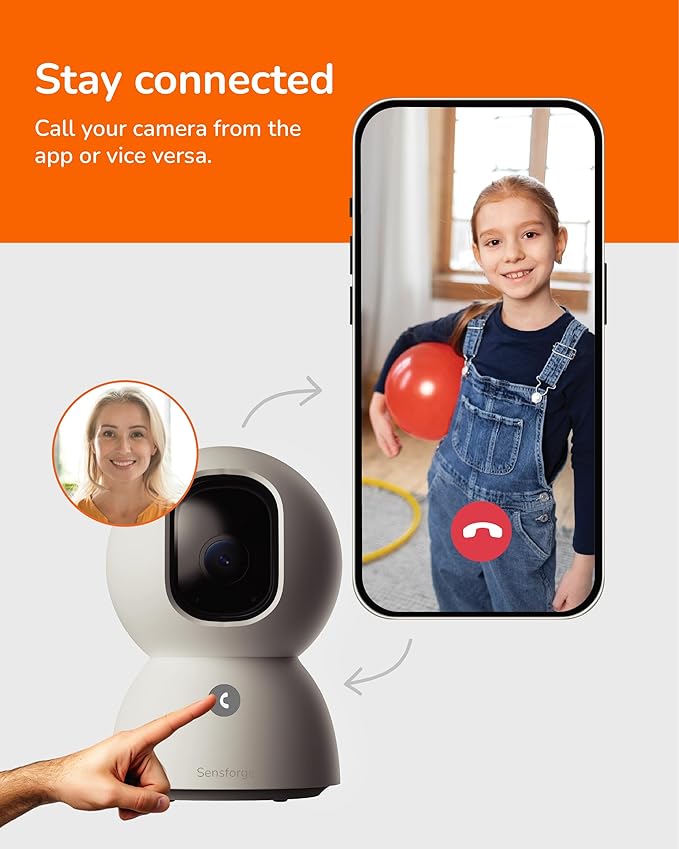 SensForge 2.5K Indoor Pan-Tilt Security Camera Lite, 360° Dual-Band WiFi Camera for Home, Free AI Human & Pet Detection, 2-Day Cloud + Two-Way Talk, Optional AI + Storage Upgrade