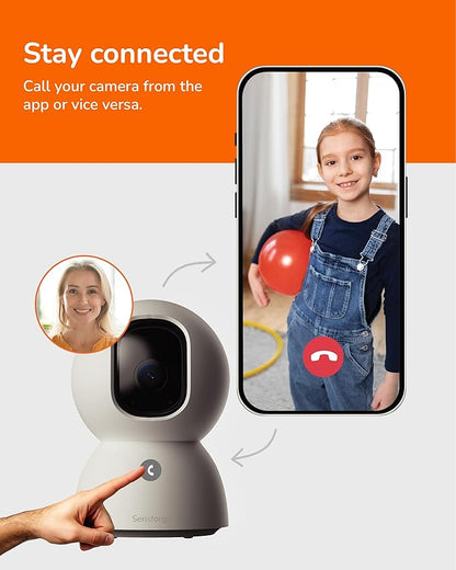 SensForge 2.5K Indoor Pan-Tilt Security Camera Lite, 360° Dual-Band WiFi Camera for Home, Free AI Human & Pet Detection, 2-Day Cloud + Two-Way Talk, Optional AI + Storage Upgrade