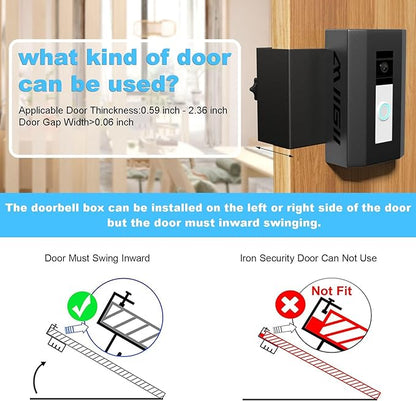 Bleu Clair Anti-Theft Doorbell Mount All Metal No Need to Drill Not Block Doorbell Motion Sensor Compatible with Ring & Other Video Doorbells for Home Rentals Office Room Apartment