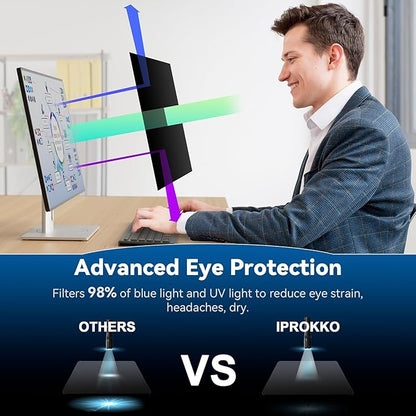 2-Pack 21.5-inch Magnetic Privacy Screen for 16:9 Computer Monitor, Snap-On Removable 21in Matte Anti Glare Blue Light Spy Filter Screen Cover Private Shield for Desktop PC [Support Curved Monitor]