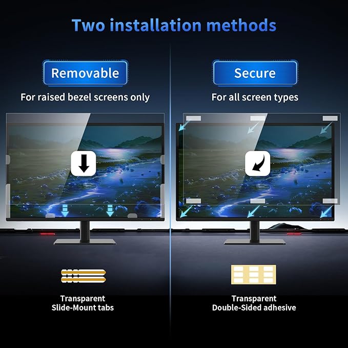 2 Pack- 24 Inch Curved Computer Privacy Screen Filter for 16:10 Widescreen Computer Monitor Computer Screen Protector Computer Screen Privacy Shield Anti Glare and Blue Light
