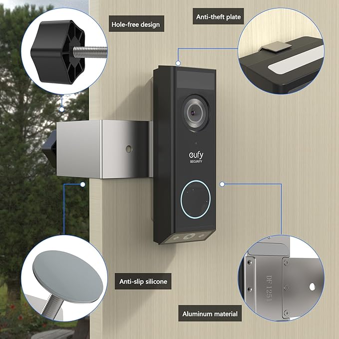 Anti-Theft Mount for eufy Security Video Doorbell E340, Doorbell Camera Holder for eufy doorbell e340, Doorbell Mounting Bracket Corner Mount Wedge Stand Kit Accessory for Eufy Video Doorbell E340