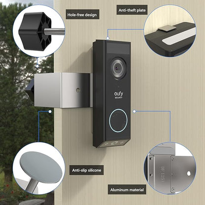 Anti-Theft Mount for eufy Security Video Doorbell E340, Doorbell Camera Holder for eufy doorbell e340, Doorbell Mounting Bracket Corner Mount Wedge Stand Kit Accessory for Eufy Video Doorbell E340