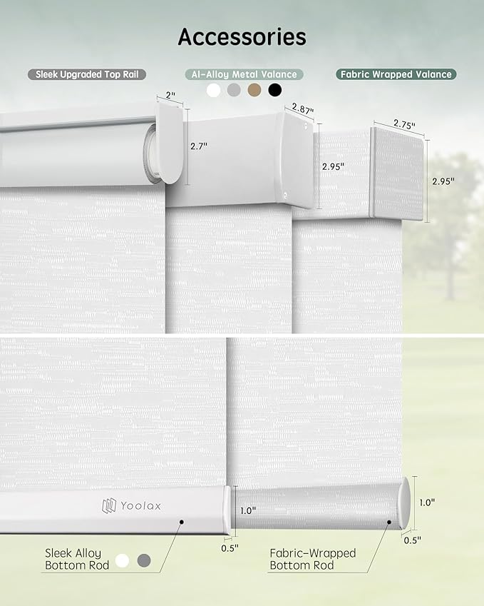 Yoolax Motorized Blinds with Remote, 100% Blackout Smart Roller Shades Work with Alexa, Google, Apple Homekit, Custom Automatic Shades with Voice Control for Bedroom Office (Jacquard White)