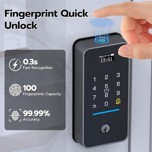 eLinkSmart Fingerprint Keyless Entry Door Lock with Door Magnetic Sensor, Keypad Smart Deadbolt Lock for Home Hotel Apartment Built-in Wi-Fi and Doorbell No hub No Drilling USB C Charging