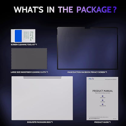 Peslv Privacy Screen for 10.5 Inch Surface Go 4/3/2/1, MagicSuction™ Removable Anti Spy Black Protector, Glare Blue Light Filter for Microsoft Laptop Computer Monitor