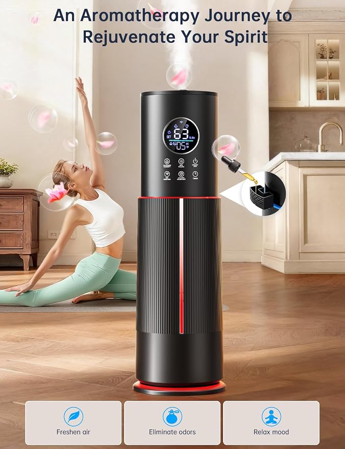 10L/2.64 Gal Humidifier for Large Room 600ft² 60H Runtime 24H Timer Auto Mode APP & Remote Control Top Fill Diffuser Aromatherapy 7 Color Lights Cool Mist Humidifier for Bedroom Home Office Plant