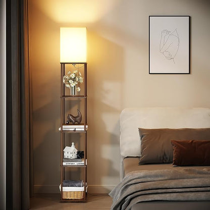 SUNMORY 5 Tier Floor Lamp with Shelves, Standing Lamps for Living Room
