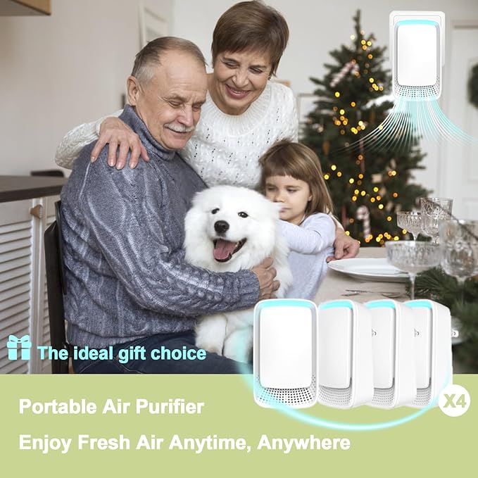 Air Ionizers for Home, Negative Ion Air Purifier - Ultra Quiet Plug In Air Freshener for Bedroom Office Kitchen Basement - Portable Mini Air Cleaner(1-Pack)