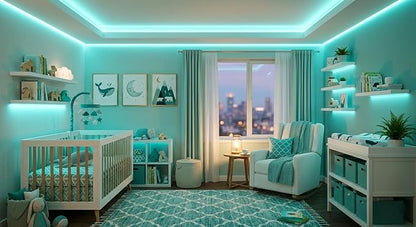 20 Feet Teal Led Lights Strip Indoor Rope Lights Easy DIY Cuttable Strip Lights for Fish Tank Bar Room Bathroom Living Room Kitchen Ceiling Wall Vanity Mirror Decor
