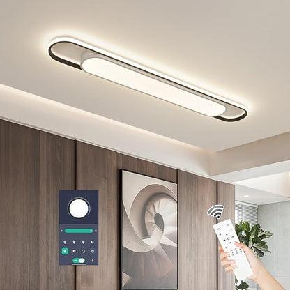 4Ft Smart Modern LED Ceiling Lights,65W High Brightness Linear Flush Mount Light Fixture,48" Dimmable Led Ceiling Lamp with Remote Control for Kitchen,Garage,Hallway,Laundry,Study Room.