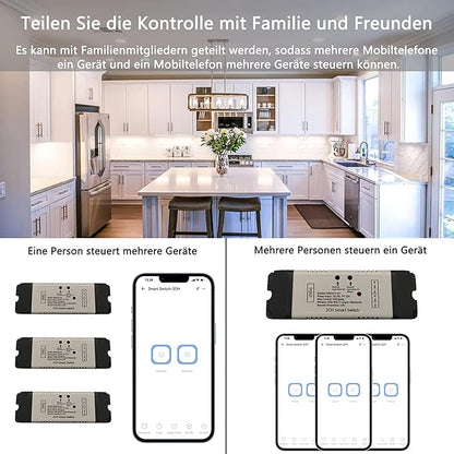 2 Channel EWelink Wireless Switch with Enclosure WiFi Switch Module Remote Control DIY Smart Home Bluetooth Relay 5V/AC85V-250V Power Input Compatible with Alexa Google Home