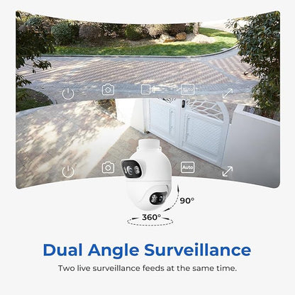 IMILAB EC6 Dual 2K+2K Plug-in Outdoor Security Camera: Outdoor Camera for Home Security w/Motion Spotlight & Siren, Wired 360° Rotate Cam, Person Tracking, 24/7 Recording, Color Night Vision