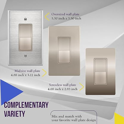 ENERLITES 3-Way Decorator Paddle Light Switch, Gloss Finish, Single Pole or Three Way, 3 Wire, Grounding Screw, Residential Grade, 15A 120V/277V, UL Listed, 93150-NK, Nickel