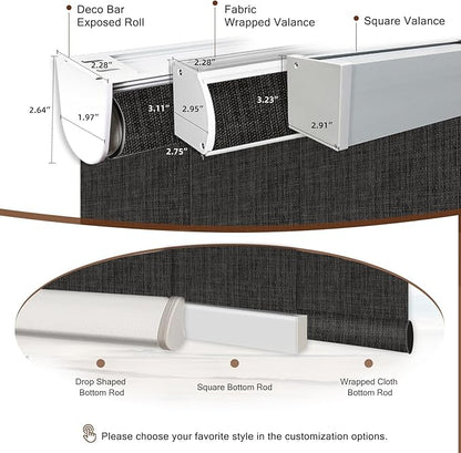 Motorized Blinds Roller Shade with Remote: Canisteo Automatic Smart Blind for Windows 100% Blackout, Electric Blinds Compatible with Alexa/Google Home/Apple Homekit, Customized Size, Neat Dark Grey