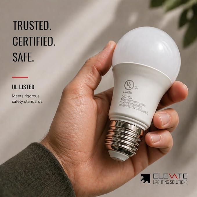 (6 Pack) Elevate LED A19 Light Bulbs, 14W (100W Equivalent), 3000K Warm White, E26 Base, Energy-Efficient Replacement for Lamps, Ceiling Fixtures, Residential & Commercial Use
